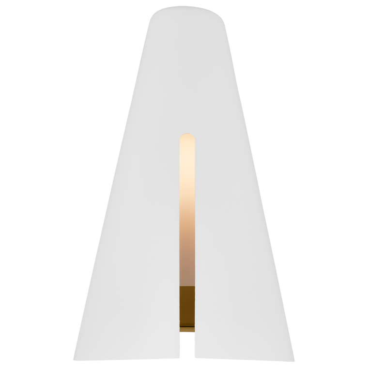 Visual Comfort Studio Kelly Wearstler Cambre Modern Small Sconce in Matte White and Burnished Brass KW1141MWTBBS-L1