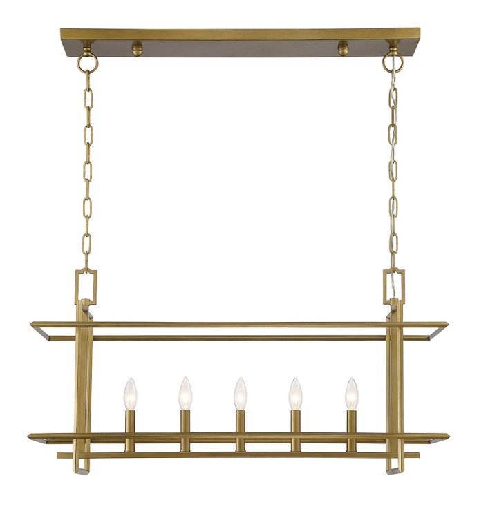 Currey & Co. Ormand 5-Light Brass Linear Kitchen Island Pendant 9000-2008