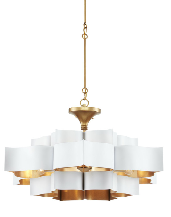 Currey & Co. Grand Lotus White Chandelier 9000-0857