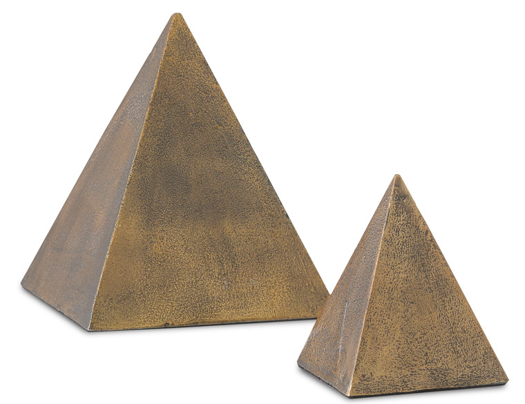 Currey & Co. Mandir Brass Pyramid Set of 2 1200-0274