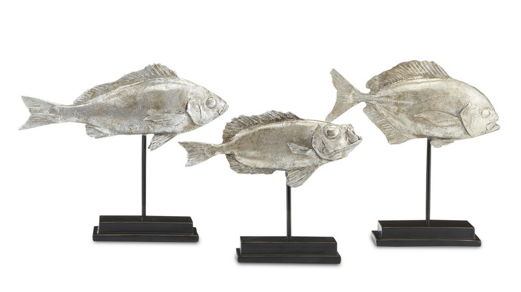Currey & Co. Silver Fish Set of 3 1200-0437