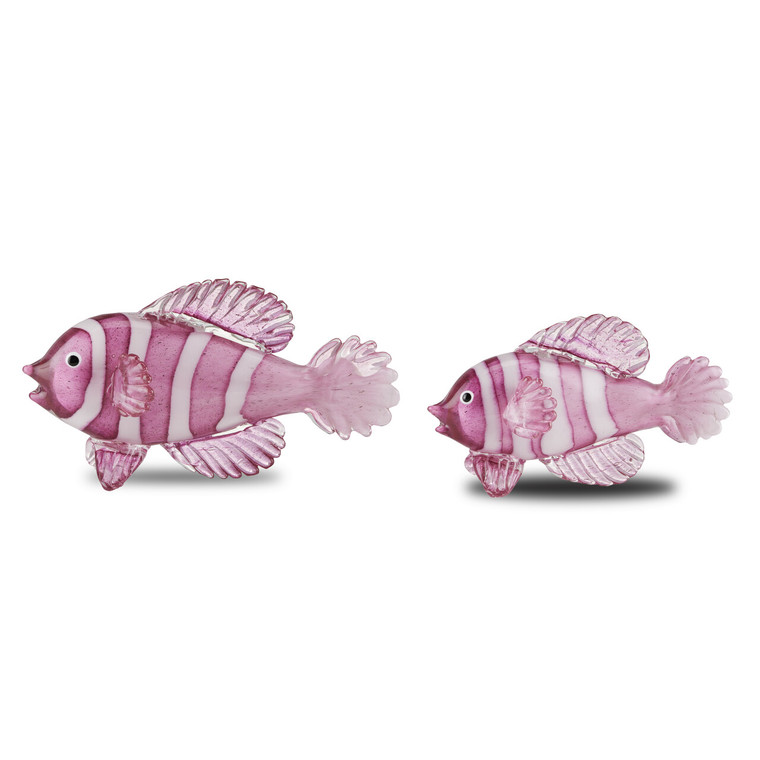 Currey & Co. Rialto Magenta Glass Fish Set of 2 1200-0563