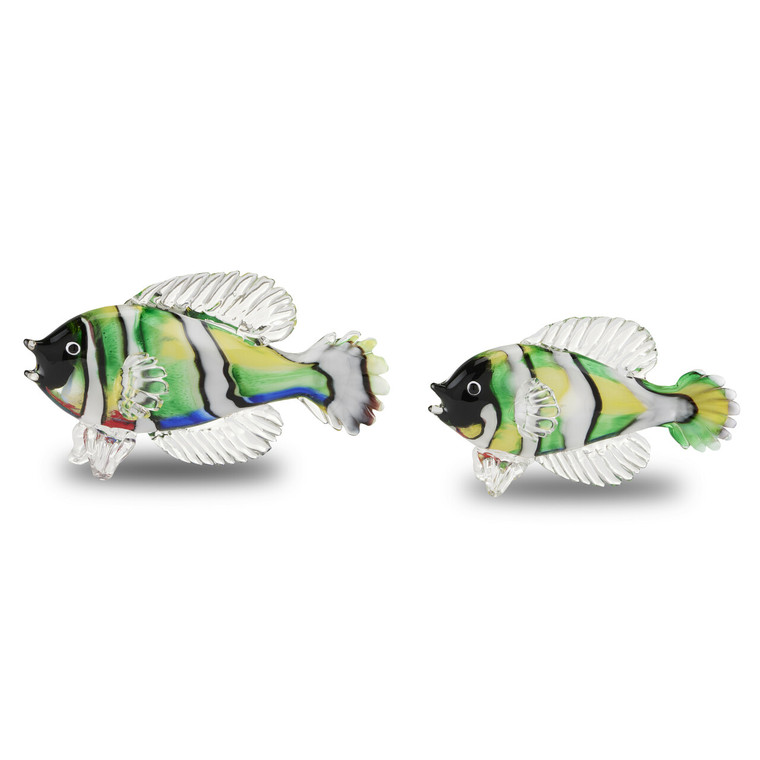 Currey & Co. Rialto Green Glass Fish Set of 2 1200-0564