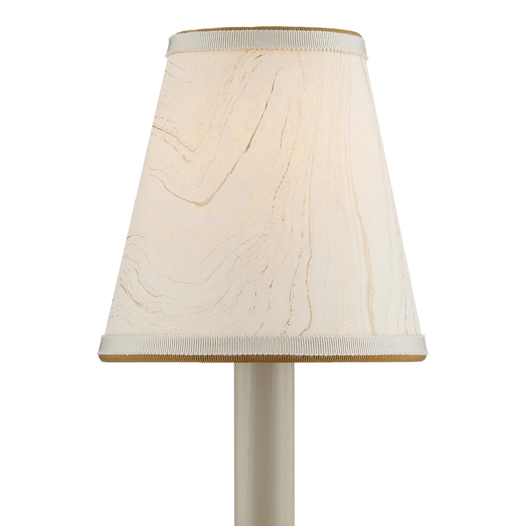 Currey & Co. Marble Paper Tapered Chandelier Shade - Cream/Gold 0900-0015