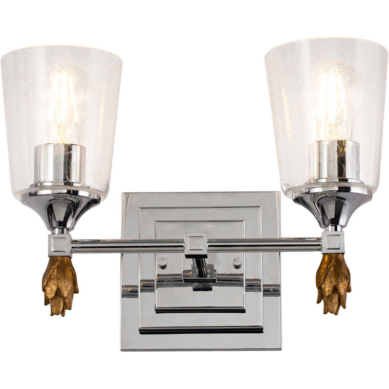 Lucas McKearn Vetiver 2 Light Vanity Light In Silver With Gold Accents