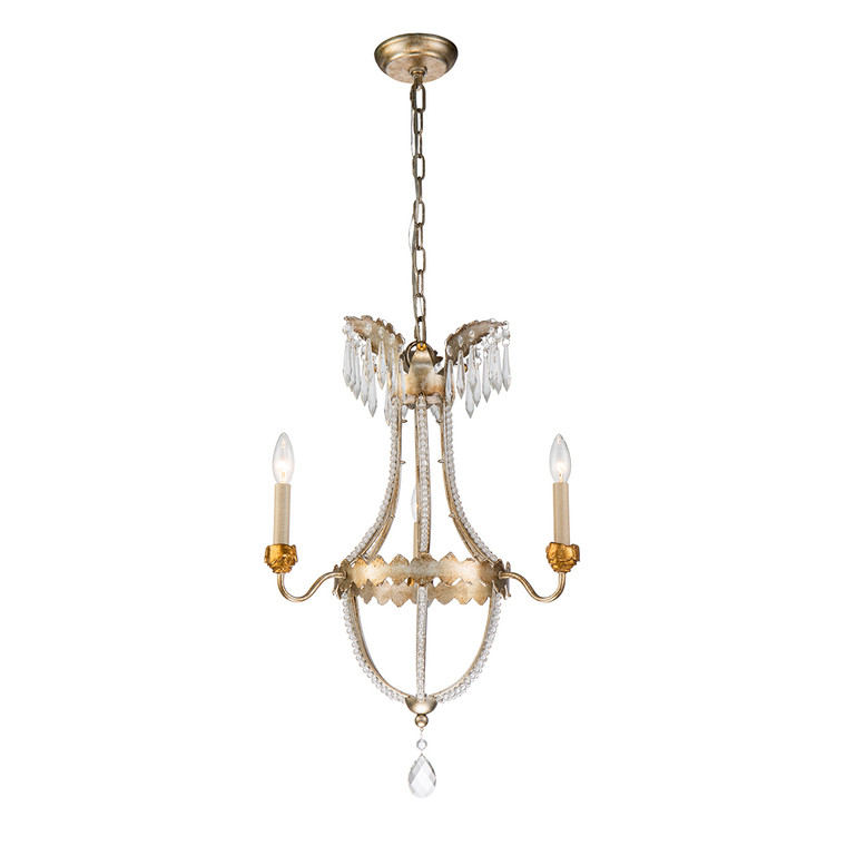 Lucas McKearn 3 Light Mini Gold and Silver Empire Chandelier