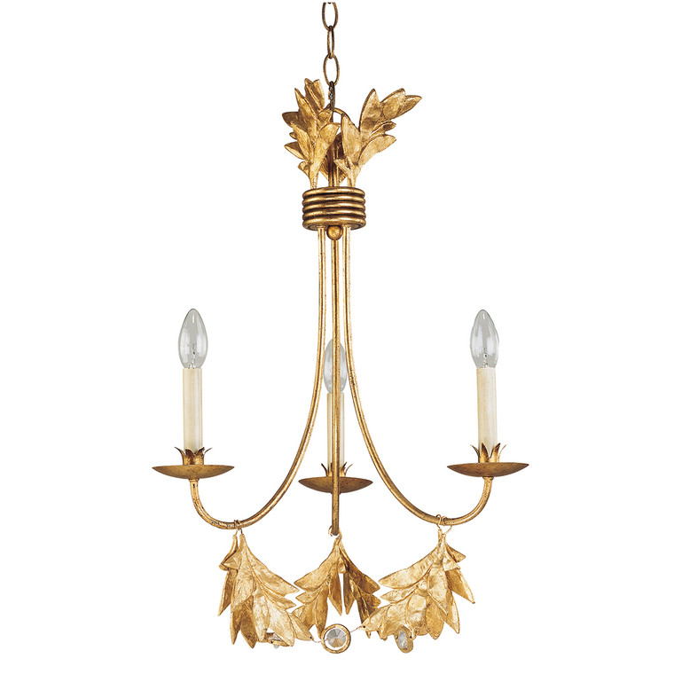 Lucas McKearn Sweet Olive French Rustic 3 Light Antiqued Gold Mini Chandelier