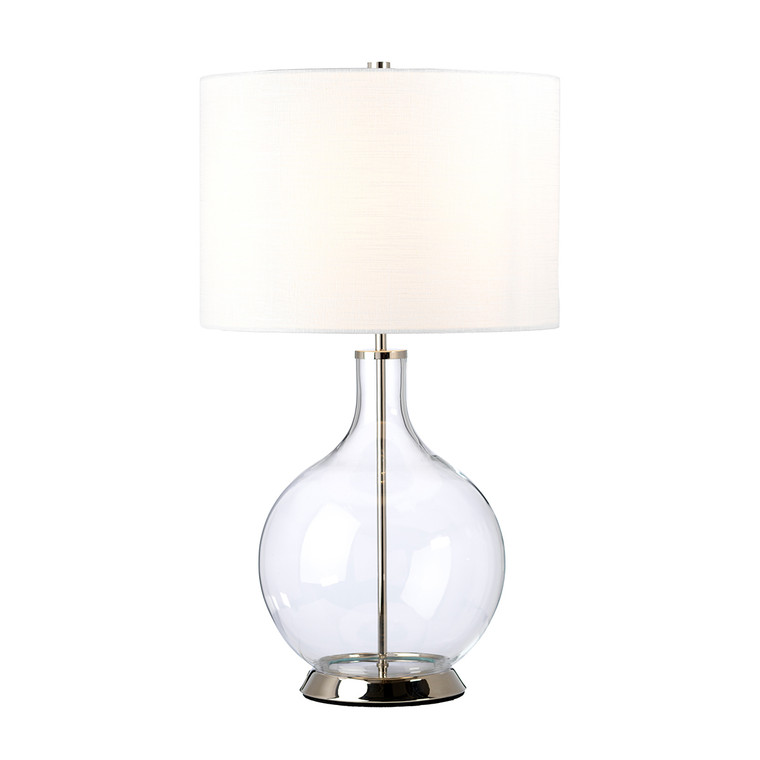 Lucas McKearn Orb 1lt Table Lamp - Polished Nickel (Complete with White Shade)