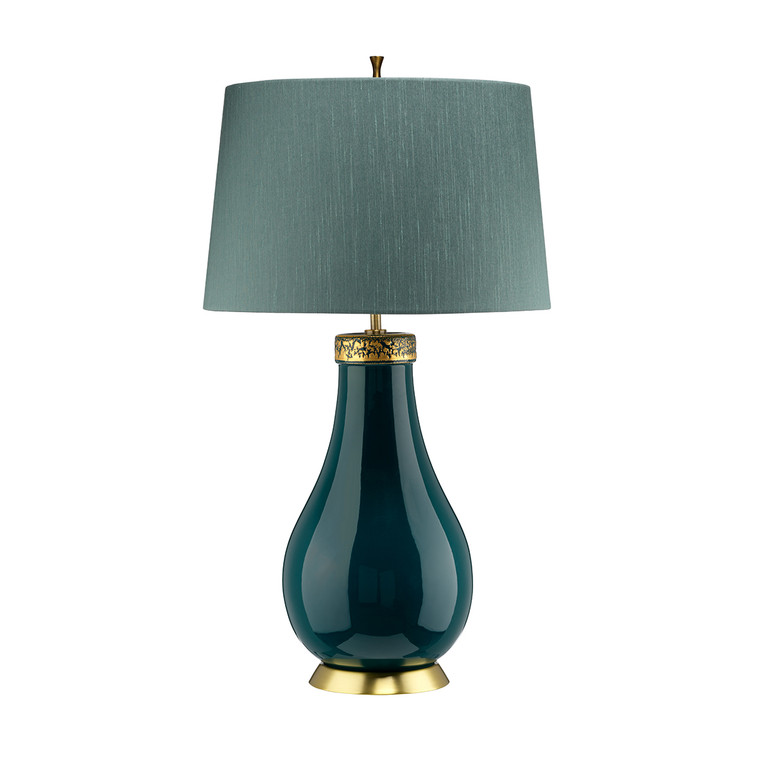 Lucas McKearn Havering Table Lamp in Azure Turquoise and Aged Brass