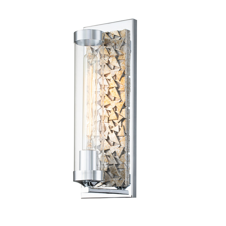 Lucas McKearn Elysian 1 Light Sconce in Polished Chrome and Silver Leaf