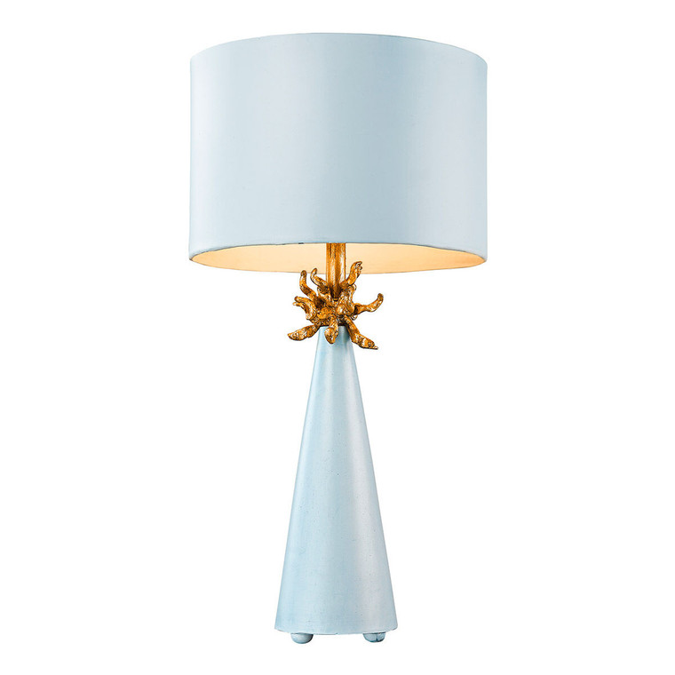 Lucas McKearn Neo Light Blue Grey Buffet Table Lamp with Distressed Gold accents By Lucas McKearn
