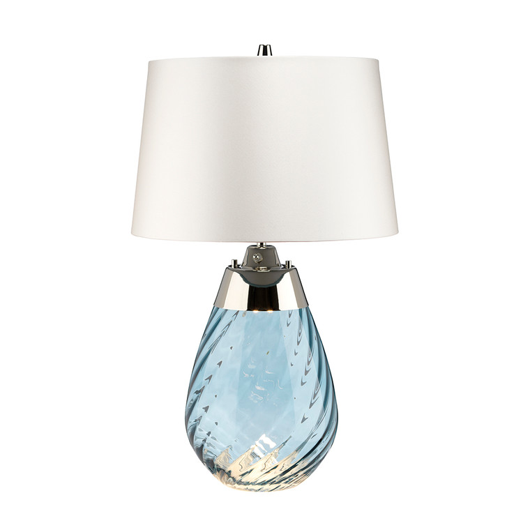 Lucas McKearn Small Lena Table Lamp in Blue with Off White Satin Shade