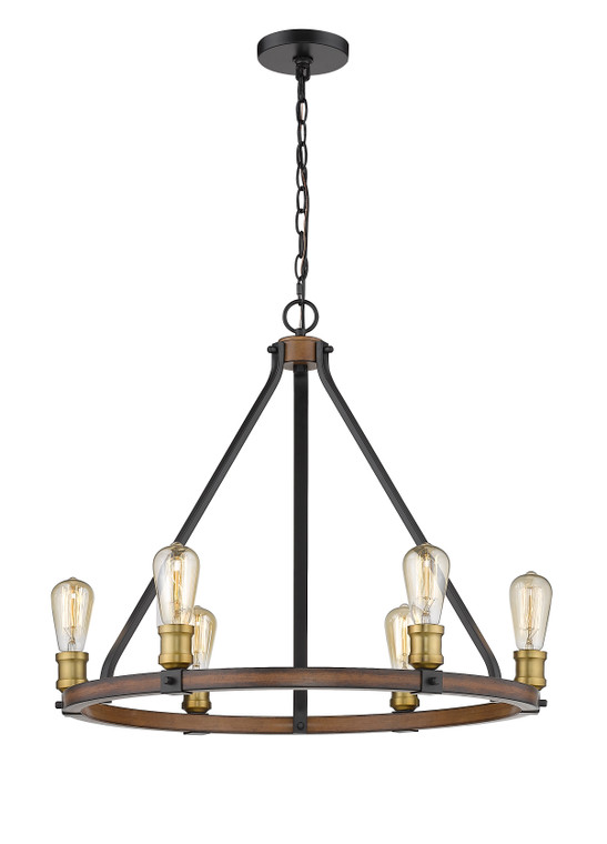 Z-Lite Kirkland Chandelier in Rustic Mahogany 472-6RM