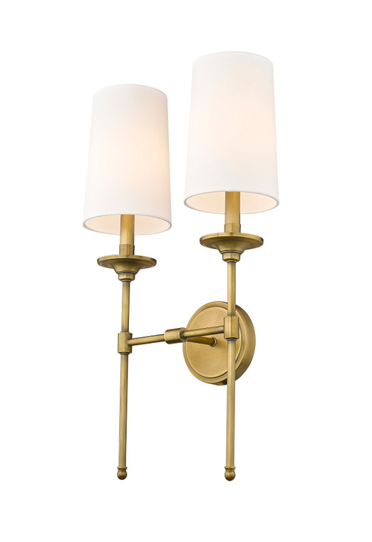 Z-Lite Emily 2 Light Wall Sconce in Rubbed Brass 3033-2S-RB