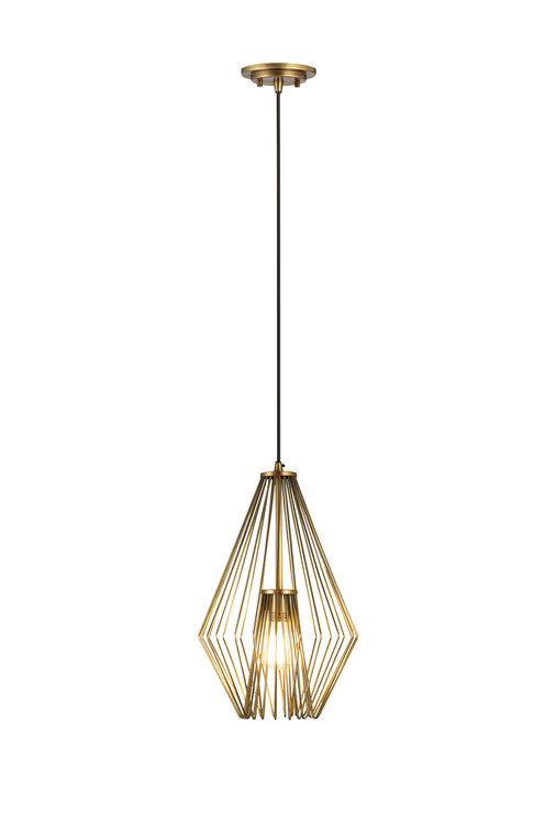 Z-Lite Quintus 1 Light Pendant in Rubbed Brass 442MP12-RB