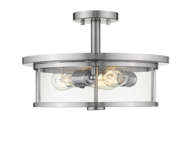 Z-Lite Savannah 3 Light Semi Flush Mount in Brushed Nickel 462SF16-BN