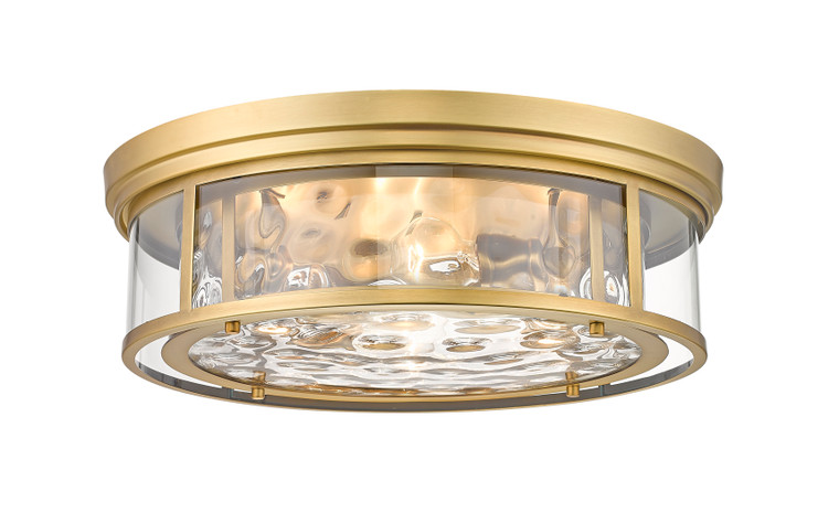 Z-Lite Clarion Flush Mount in Rubbed Brass 493F4-RB