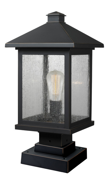 Z-Lite Portland 1 Light Outdoor Pier Mounted Fixture in Oil Rubbed Bronze 531PHBS-SQPM-ORB