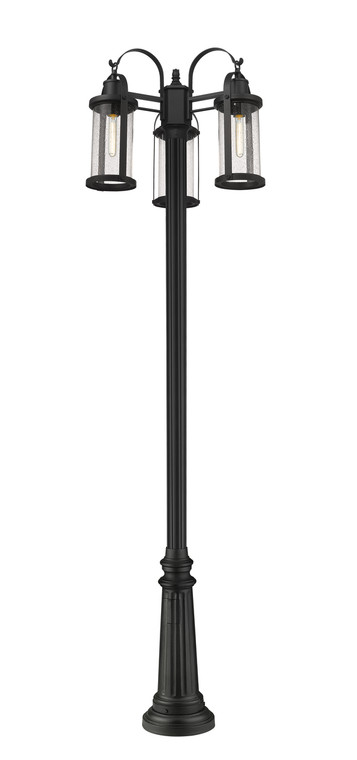 Z-Lite Roundhouse Outdoor Post Mounted Fixture in Black 569MP3-511P-BK
