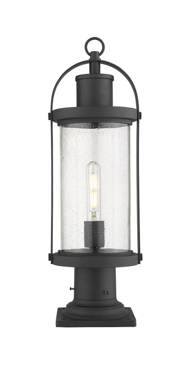 Z-Lite Roundhouse 1 Light Outdoor Pier Mounted Fixture in Black 569PHM-533PM-BK