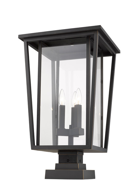 Z-Lite Seoul Outdoor Pier Mounted Fixture in Oil Rubbed Bronze 571PHXLS-SQPM-ORB