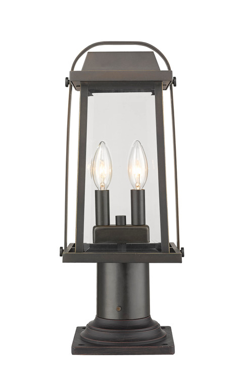 Z-Lite Millworks 2 Light Outdoor Pier Mounted Fixture in Oil Rubbed Bronze 574PHMR-533PM-ORB