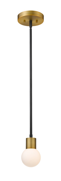 Z-Lite Neutra 1 Light Pendant in Matte Black + Foundry Brass 621MP-MB-FB