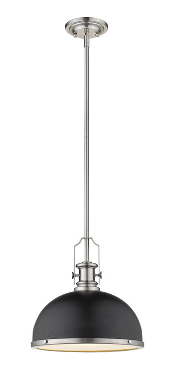 Z-Lite Melange 1 Light Pendant in Matte Black + Brushed Nickel 725P12-MB+BN