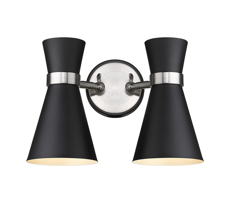 Z-Lite Soriano 2 Light Wall Sconce in Matte Black + Brushed Nickel 728-2S-MB-BN