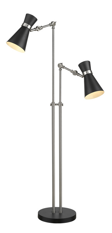 Z-Lite Soriano Floor Lamp in Matte Black + Brushed Nickel 728FL-MB-BN