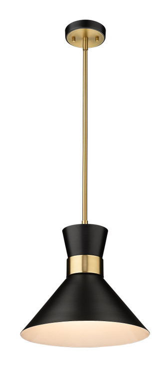 Z-Lite Soriano 1 Light Pendant in Matte Black + Heritage Brass 728P13-MB-HBR