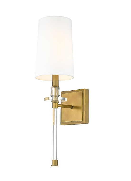 Z-Lite Sophia 1 Light Wall Sconce in Rubbed Brass 803-1S-RB-WH