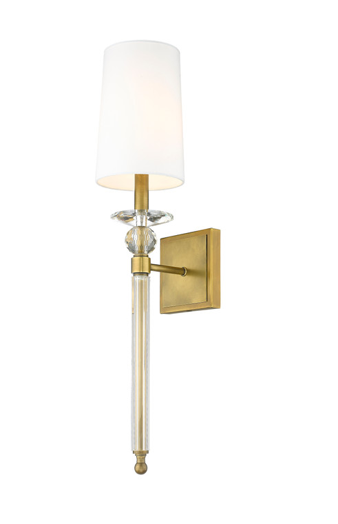 Z-Lite Ava 1 Light Wall Sconce in Rubbed Brass 804-1S-RB-WH
