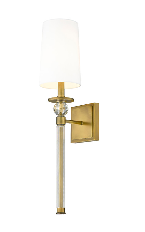 Z-Lite Mia 1 Light Wall Sconce in Rubbed Brass 805-1S-RB-WH