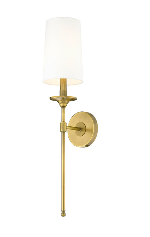 Z-Lite Emily 1 Light Wall Sconce in Rubbed Brass 807-1S-RB-WH