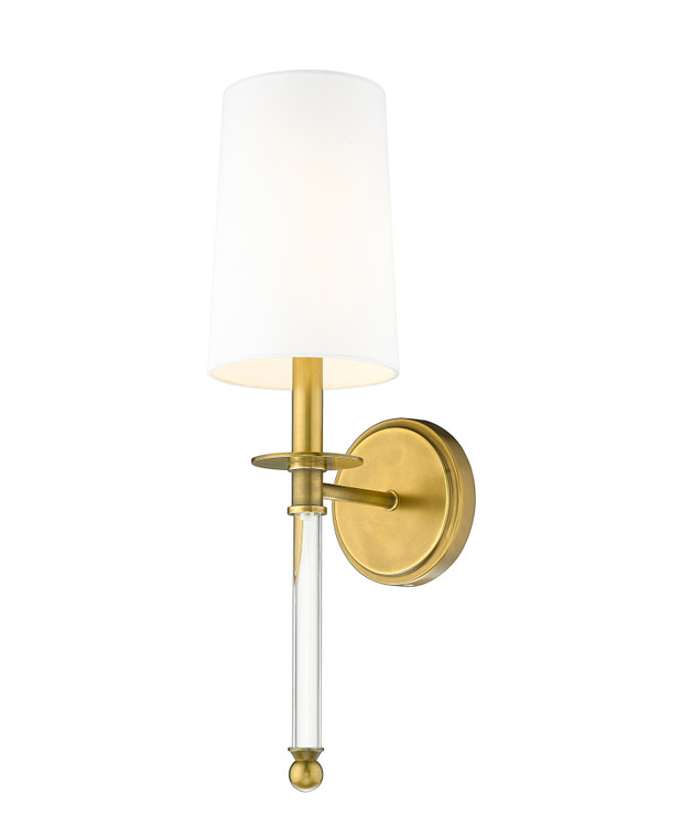 Z-Lite Mila 1 Light Wall Sconce in Rubbed Brass 808-1S-RB-WH