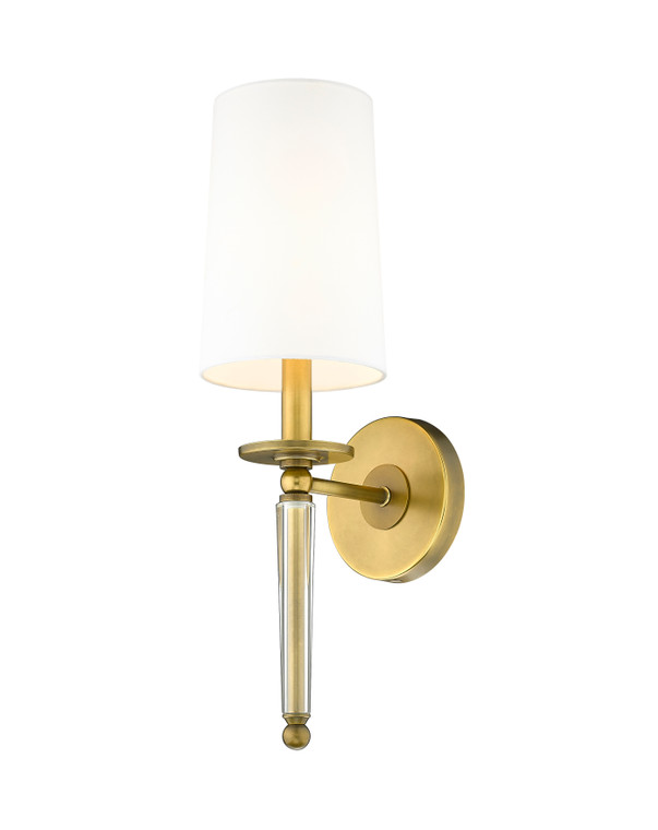 Z-Lite Avery 1 Light Wall Sconce in Rubbed Brass 810-1S-RB-WH