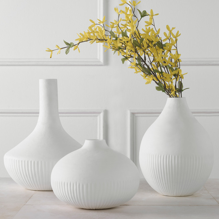 Uttermost Apothecary Satin White Vases, Set/3 18072
