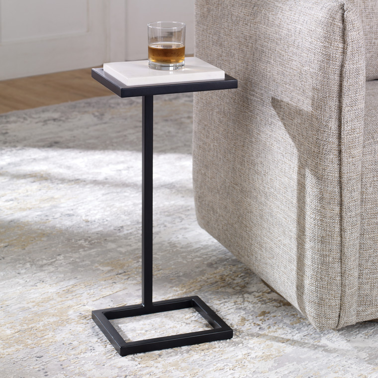 Lily Lifestyle Accent Furniture Metal Frame In A Satin Black Finish, Wrapped In Natural Braided Straw W23015