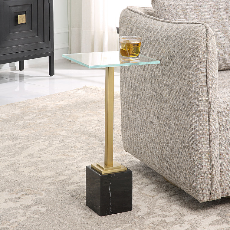 Lily Lifestyle Accent Furniture Brushed Brass Finish With White Marble Base W23020