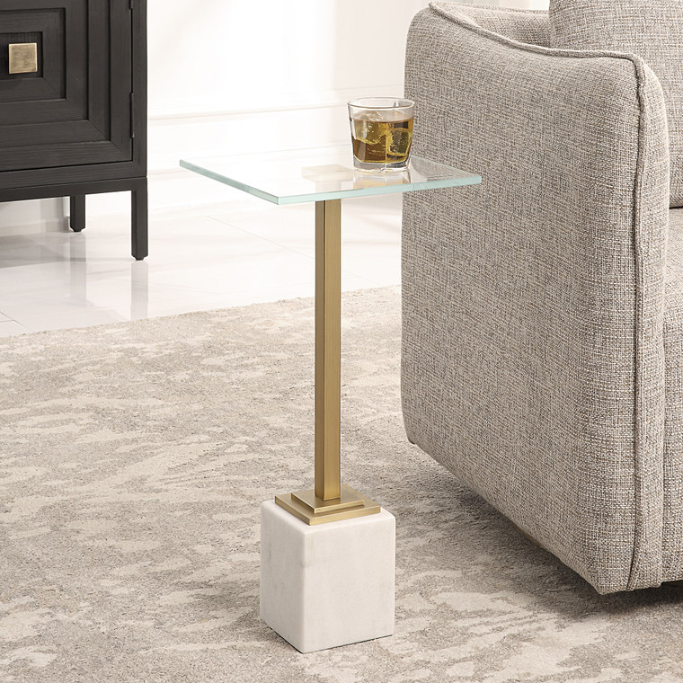 Lily Lifestyle Accent Furniture Antique Brushed Brass Finish, With A Crisp White Cushion W23021