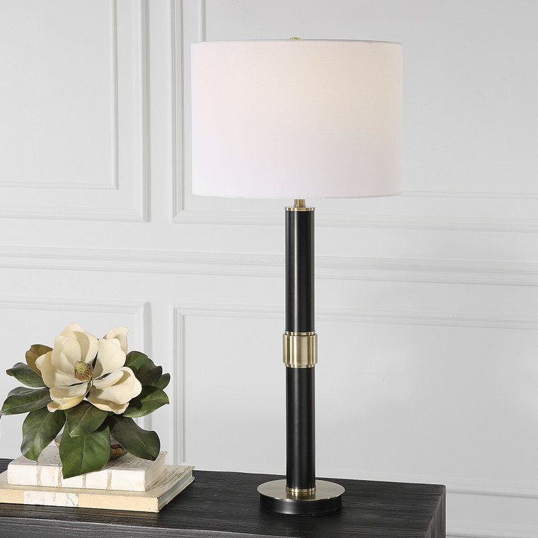 Lily Lifestyle Table Lamp Satin White Finish With Brushed Nickel Accents W26117-1