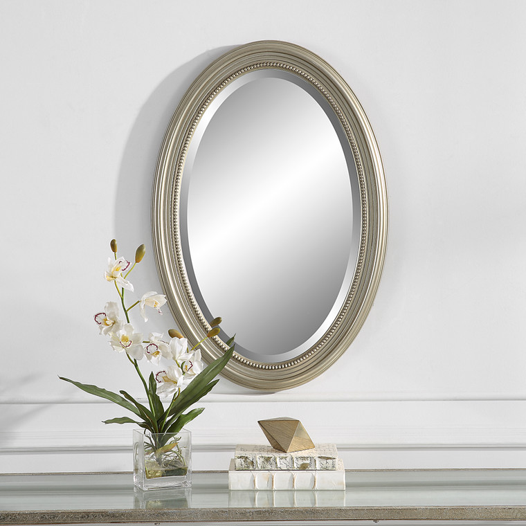 Lily Lifestyle Mirror Metallic Silver Finish With A Subtle Brown Antiquing W00528