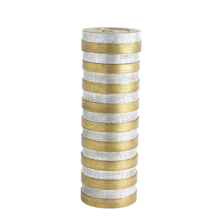 Global Views High Metal Horizontal Stripe Box-Nickel/Brass-Large 9.93579