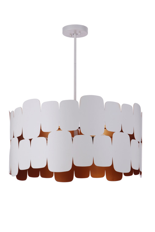 Craftmade Sabrina 5 Light Pendant in Matte White / Gold Luster 56695-MWWGLR