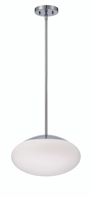 Craftmade Gaze 14" White Frosted Glass Oval 1 Light  Pendant Rod Hung in Chrome 56894-CH-WG
