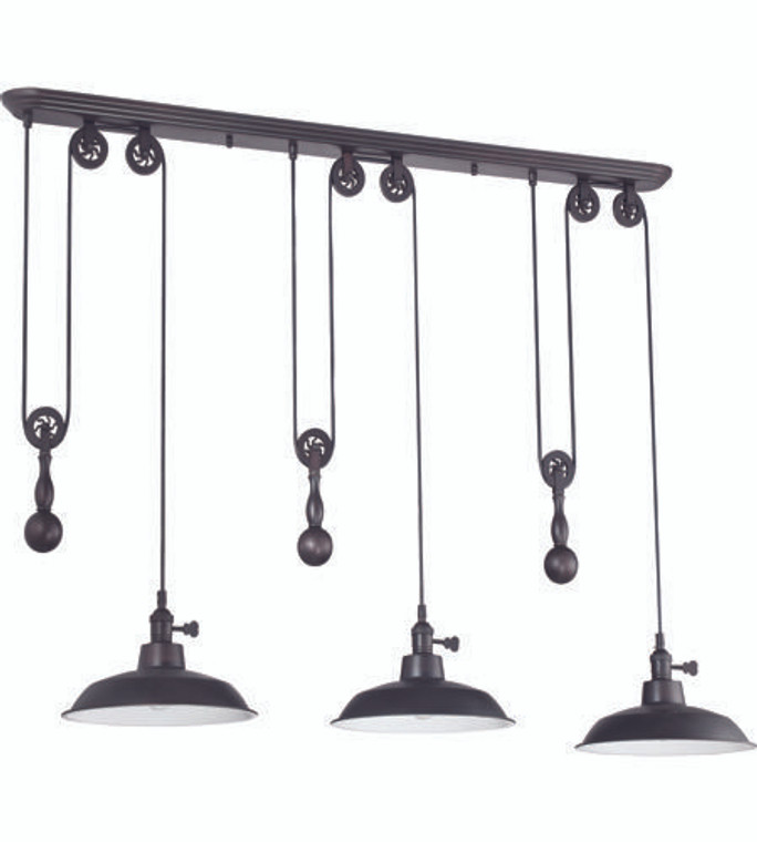 Craftmade 3 Light Pulley Pendant in Aged Bronze Brushed P403-ABZ