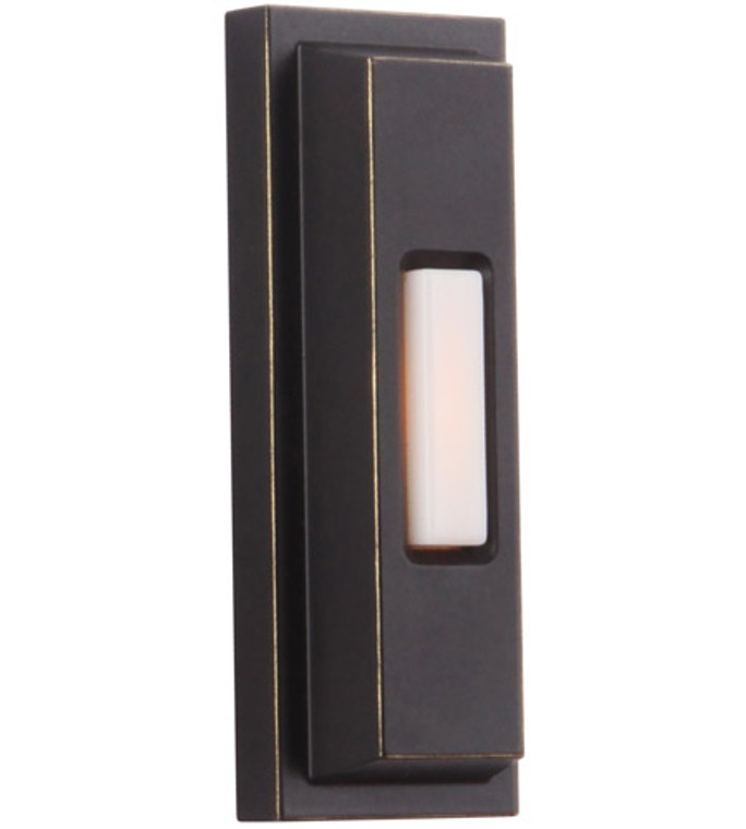 Craftmade Surface Mount Lighted Push Button with Beveled Rectangle in Antique Bronze in Antique Bronze PB5005-AZ