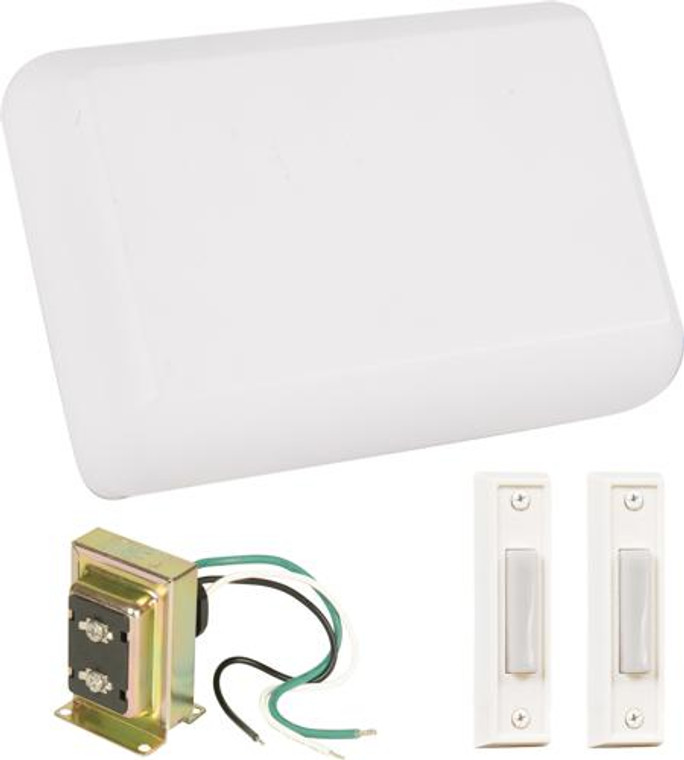Craftmade Builder Chime Kit in White with 2 White Buttons and T1610 Transformer in White CK1000-W