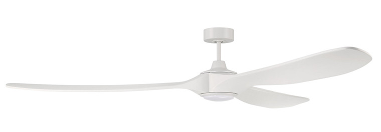 Craftmade 84'' Envy Fan White, White Finish Blades, light kit included (Optional) in White EVY84W3